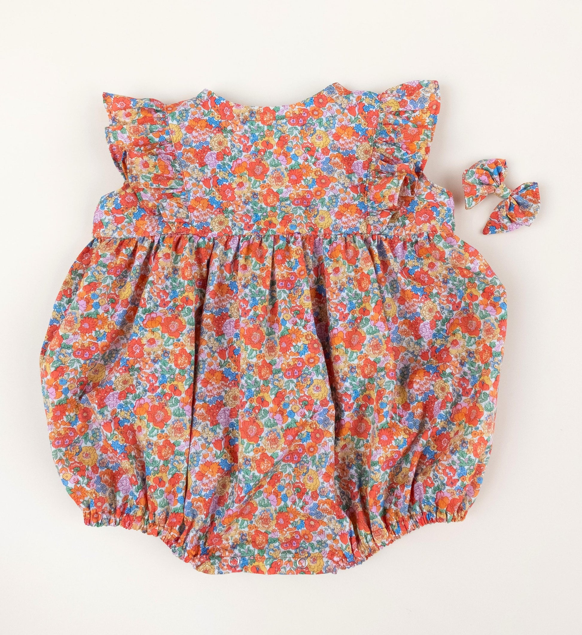 Liberty London Handmade Bubble Romper,Ditsy Floral Print Rainbow Sleeveless Onesie,Personalised Cotton Tana Lawn Clothing,New Born Baby Gift