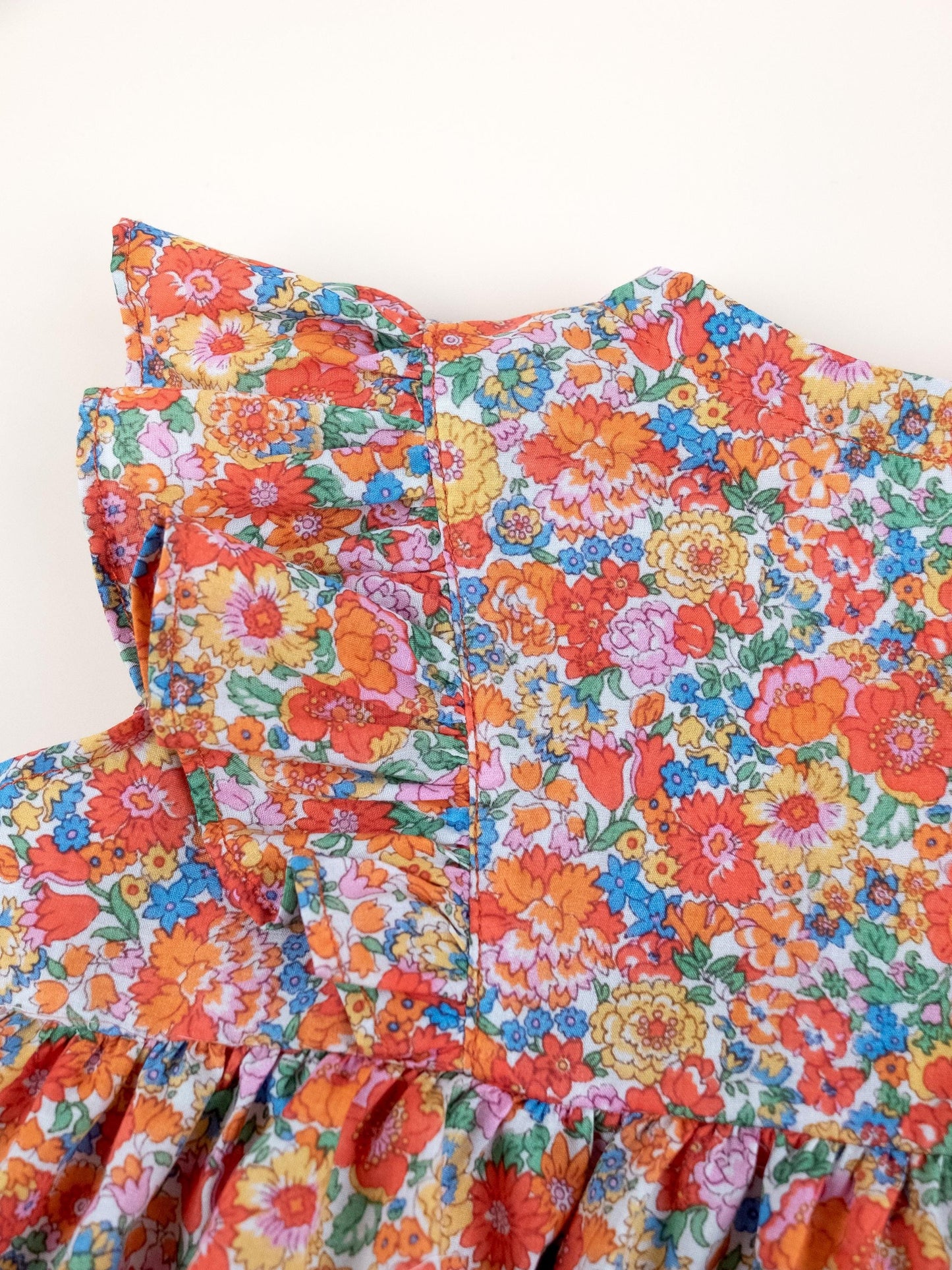 Liberty London Handmade Bubble Romper,Ditsy Floral Print Rainbow Sleeveless Onesie,Personalised Cotton Tana Lawn Clothing,New Born Baby Gift