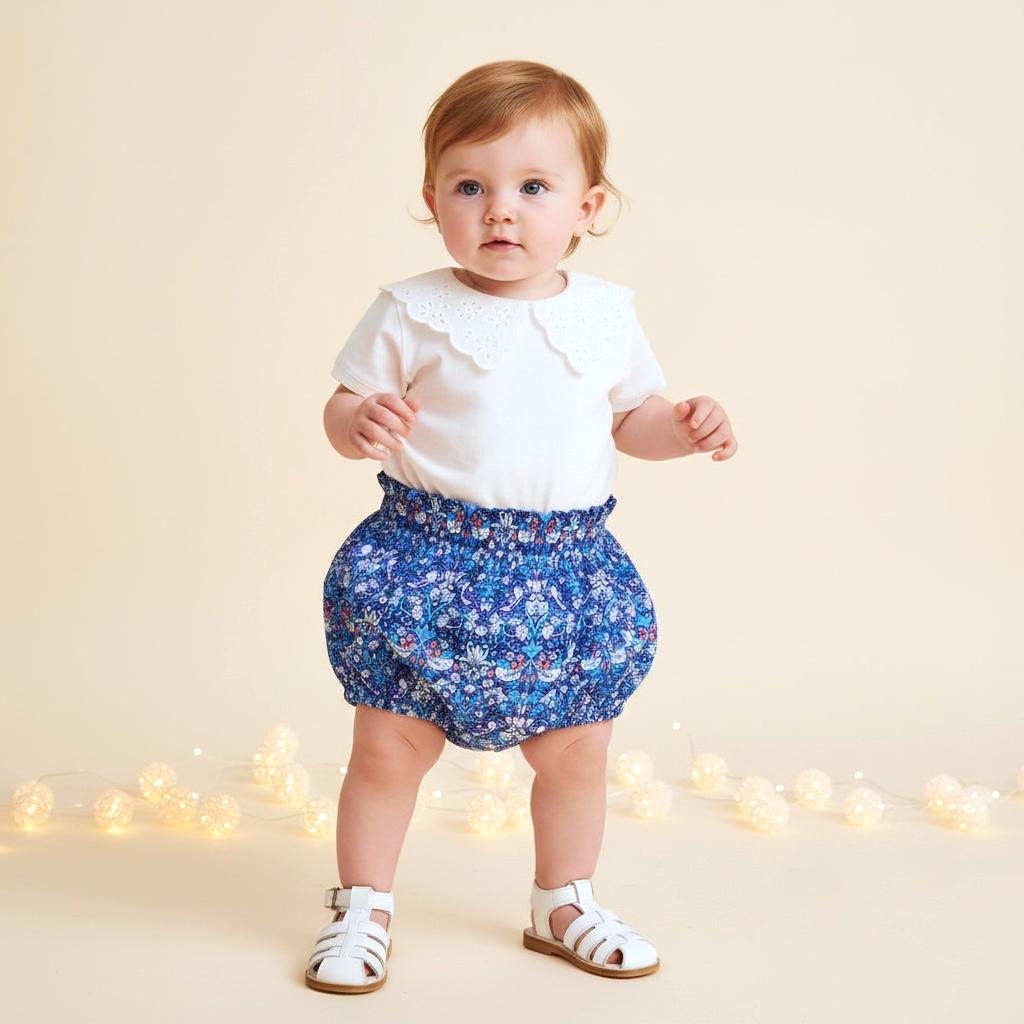 Liberty London Strawberry Thief Bloomer, Ruffle Waist Cotton Nappy Cover