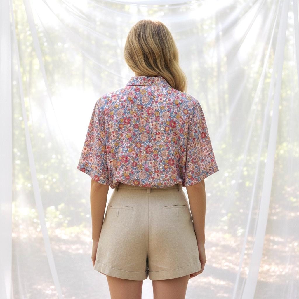 Liberty London Floral Cotton Tana Lawn Blouse, Half Sleeve Button Up Shirt