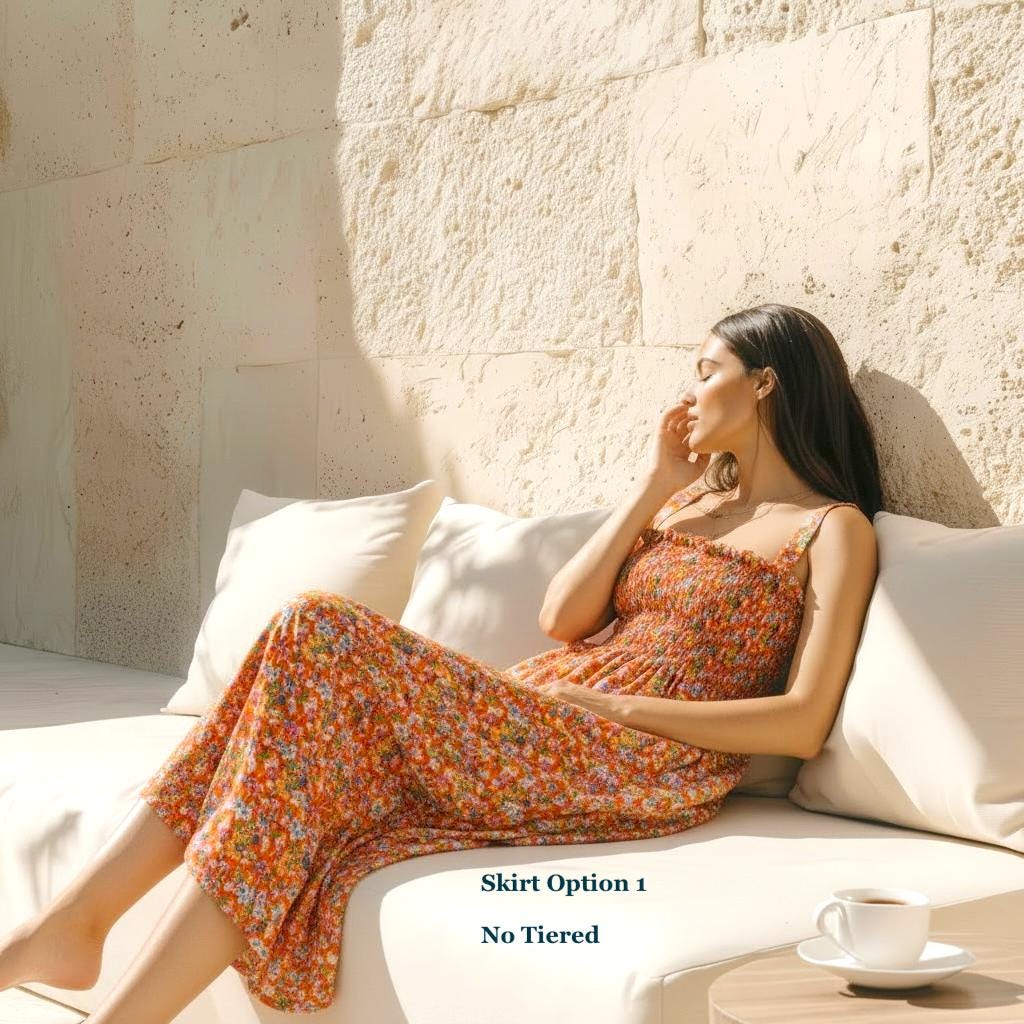 Liberty London Cotton Midi Sun Dress, Shirred Floral Smock, Summer Botanical Print