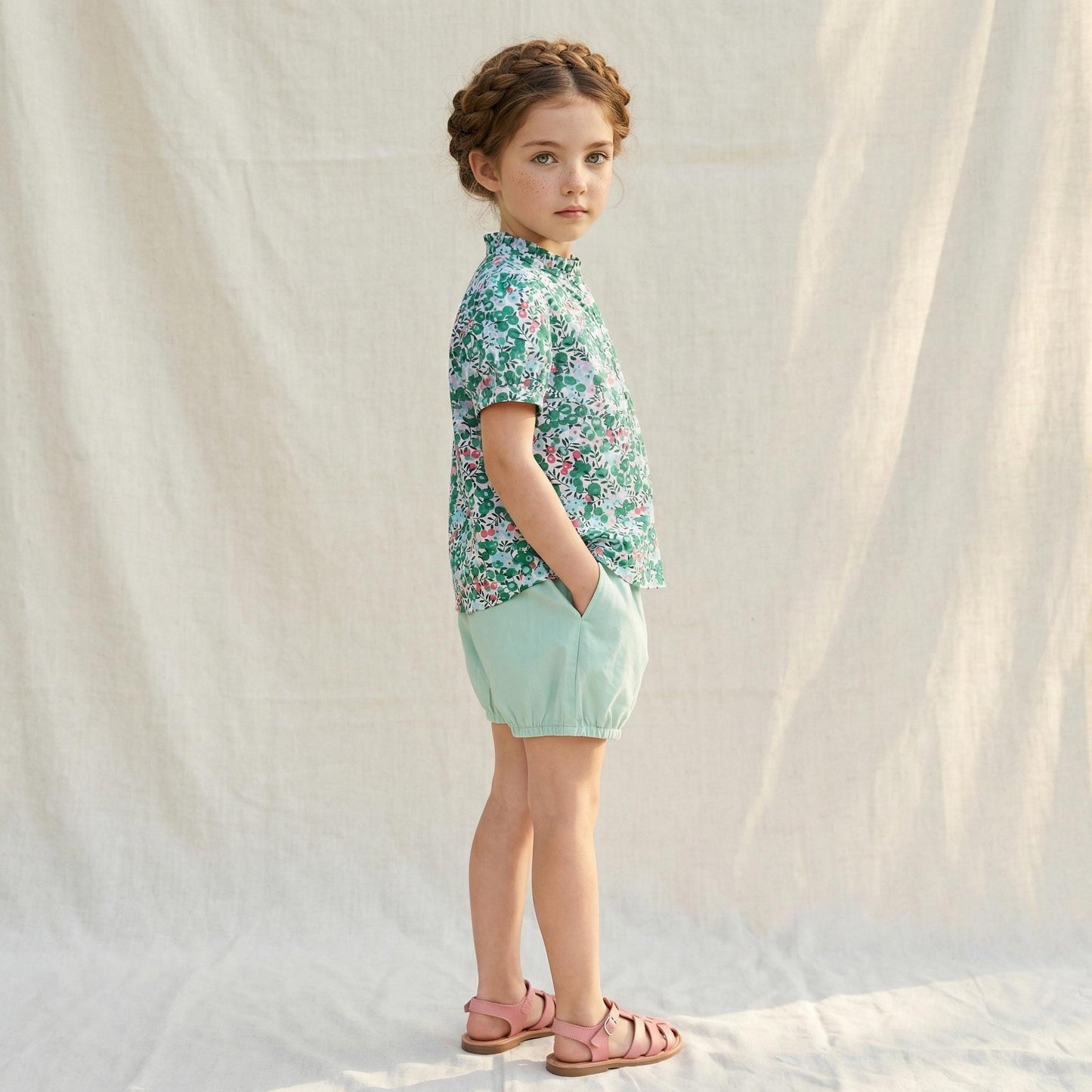Liberty Tana Lawn Ruffle Collar Top, Ditsy Floral Print Blouse, Cotton Handmade Clothing