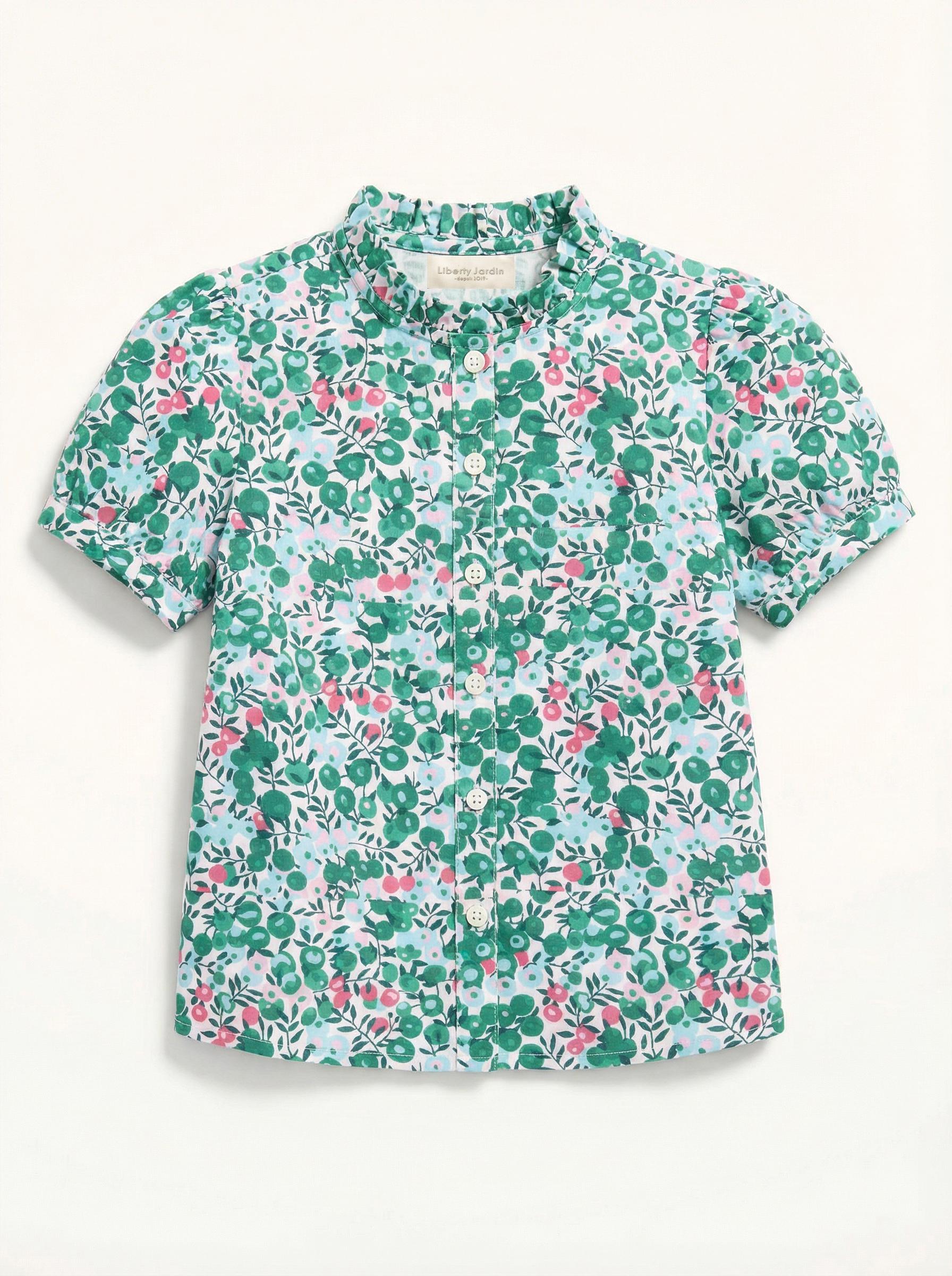 Liberty Tana Lawn Ruffle Collar Top, Ditsy Floral Print Blouse, Cotton Handmade Clothing