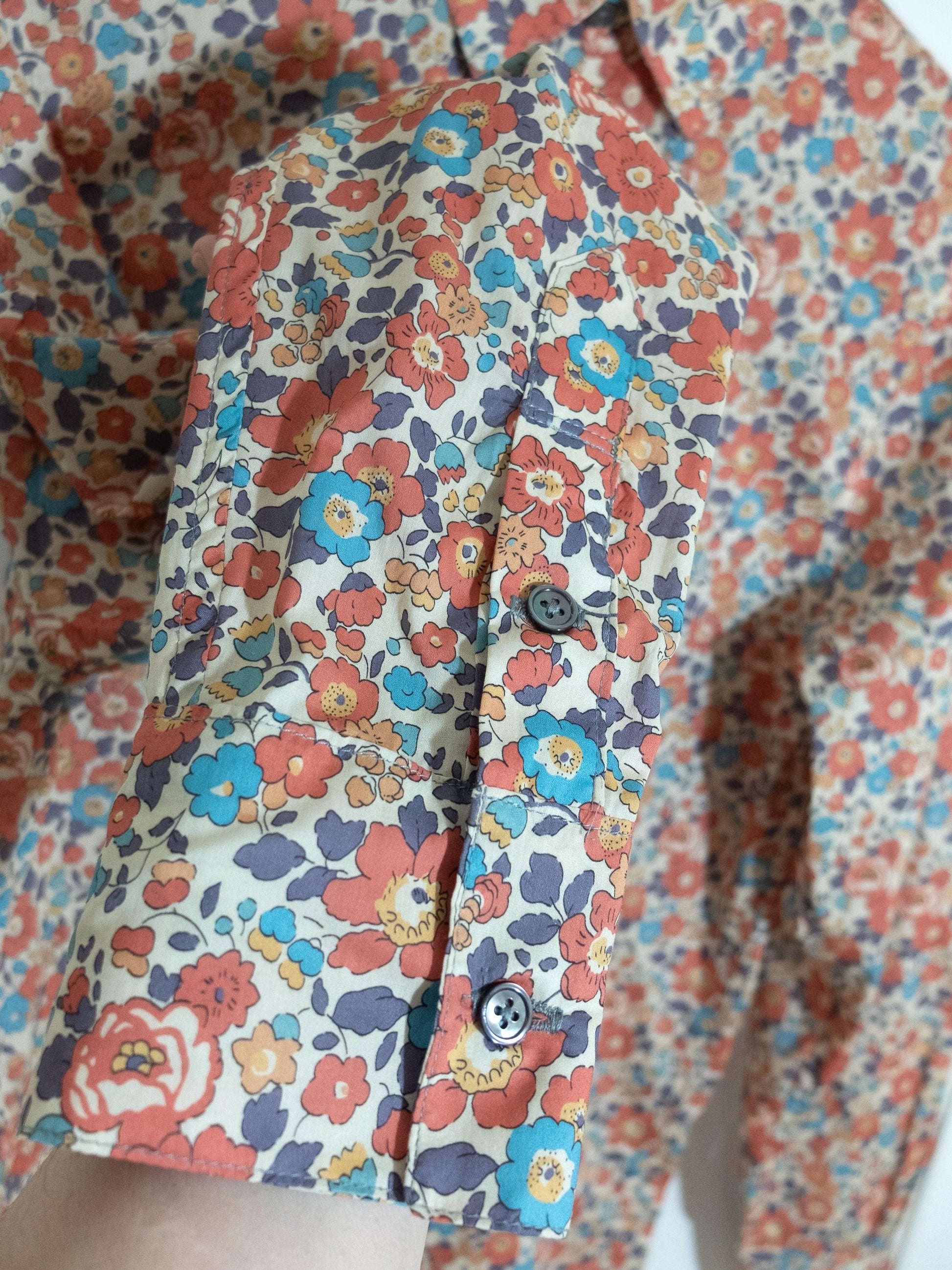 Liberty London Floral print Cotton Shirt, Men's Botanical Print Long Sleeve Button Up Chemise