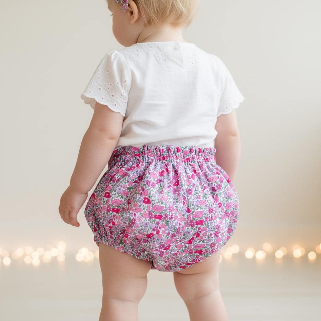 Liberty London Floral Baby Bloomer, Tana Lawn Cotton Ruffle Nappy Cover
