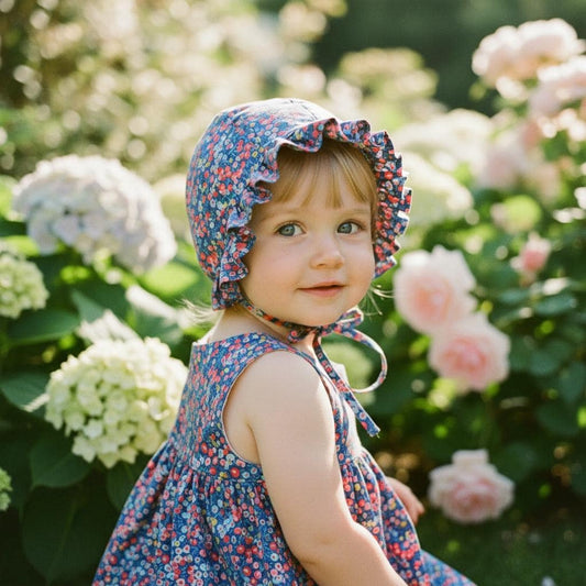 Liberty London Floral Ruffle Bonnet, Handmade Cotton Sun Hat