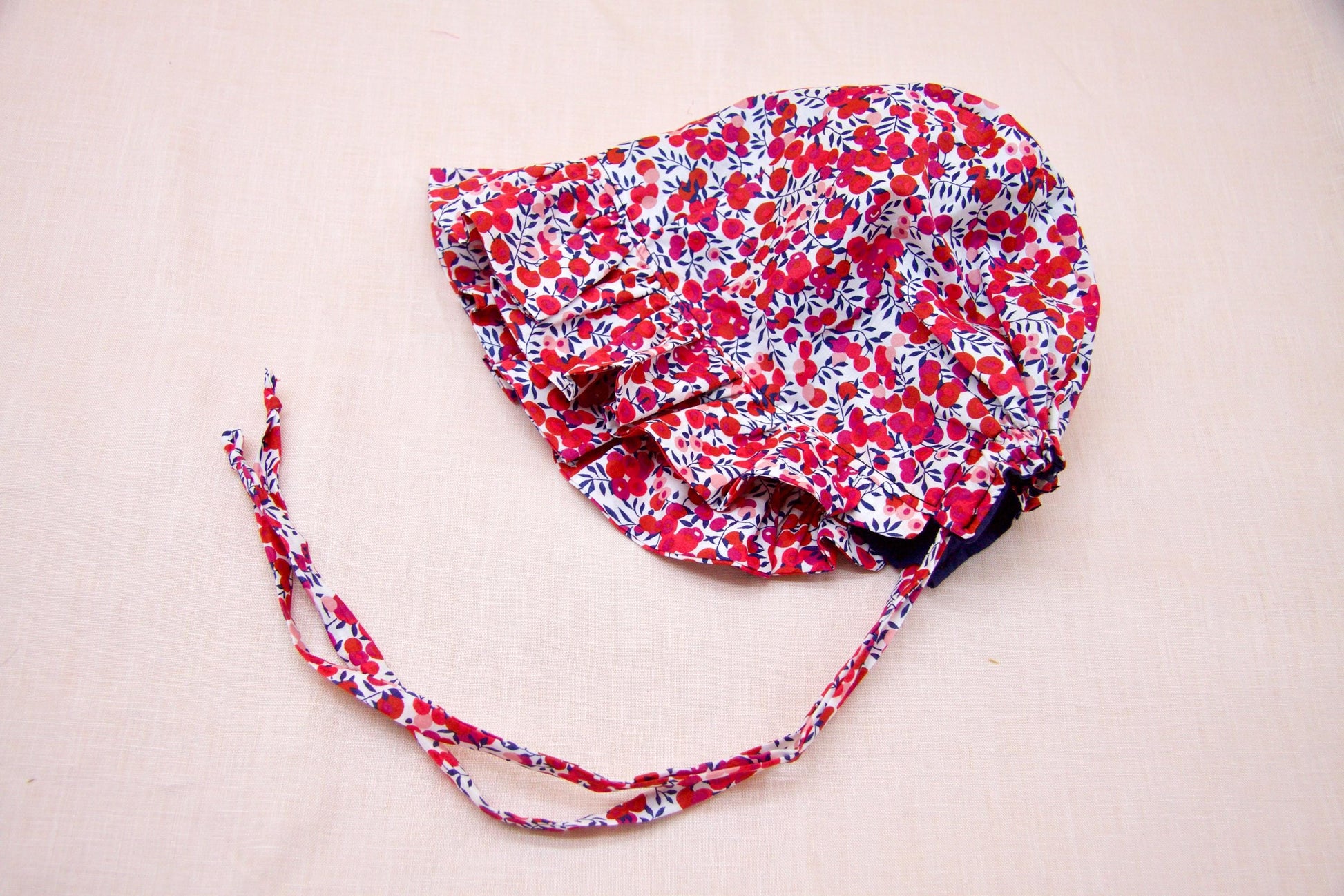 Liberty London Floral Baby Bonnet, Ruffle Brim, Cotton Tana Lawn