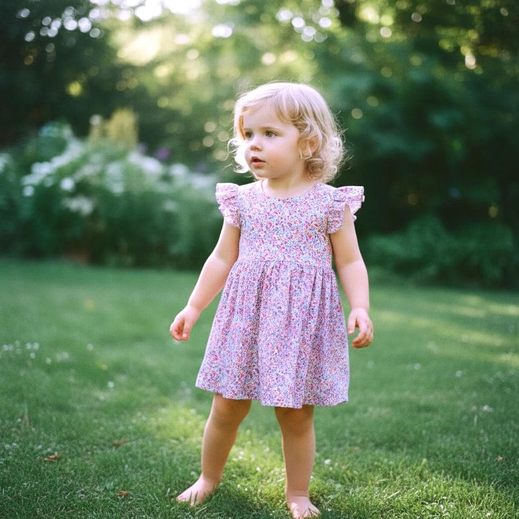 Liberty London Floral Print Sun Dress, Ruffle Handmade Cotton Tana Lawn Pink Purple Dress