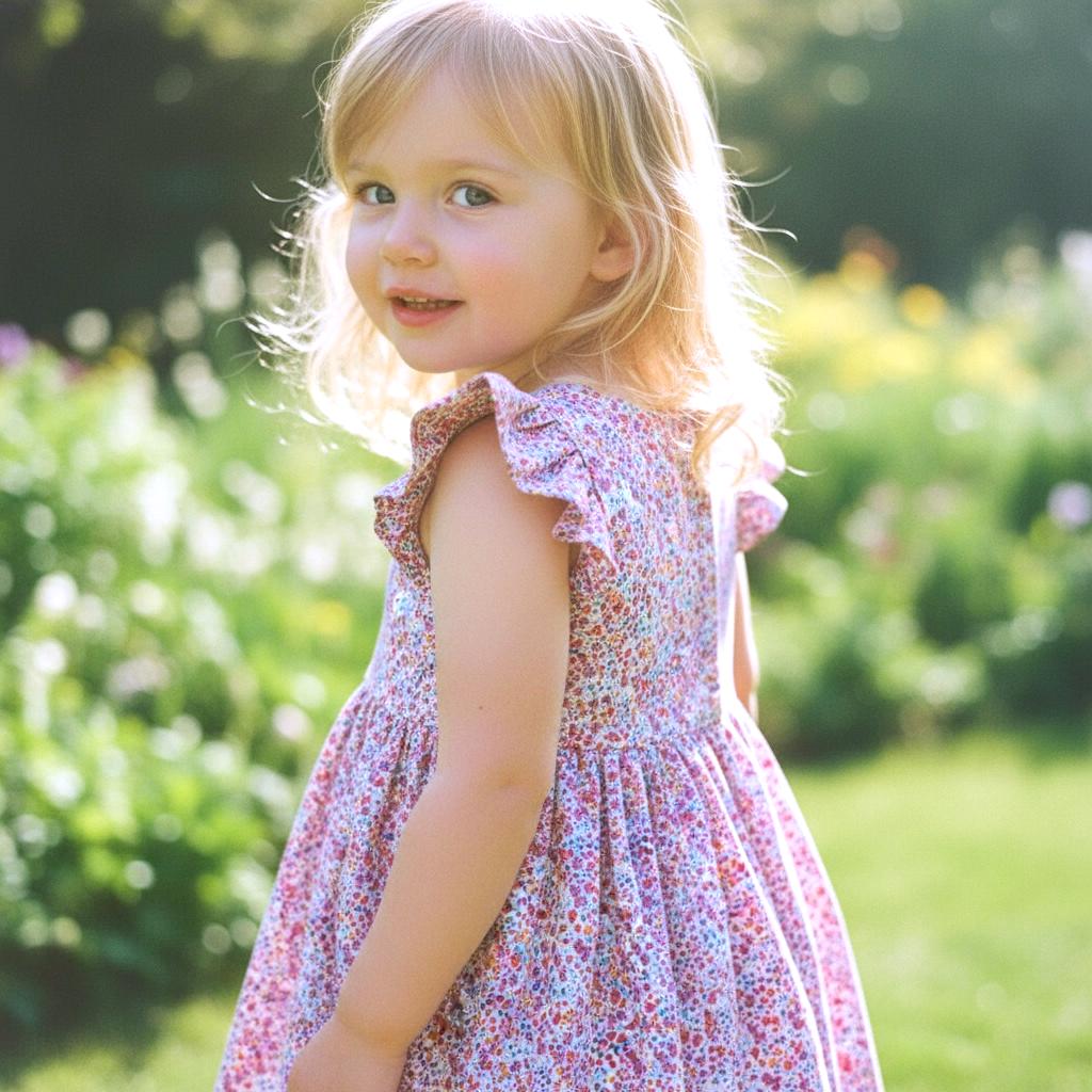 Liberty London Floral Print Sun Dress, Ruffle Handmade Cotton Tana Lawn Pink Purple Dress