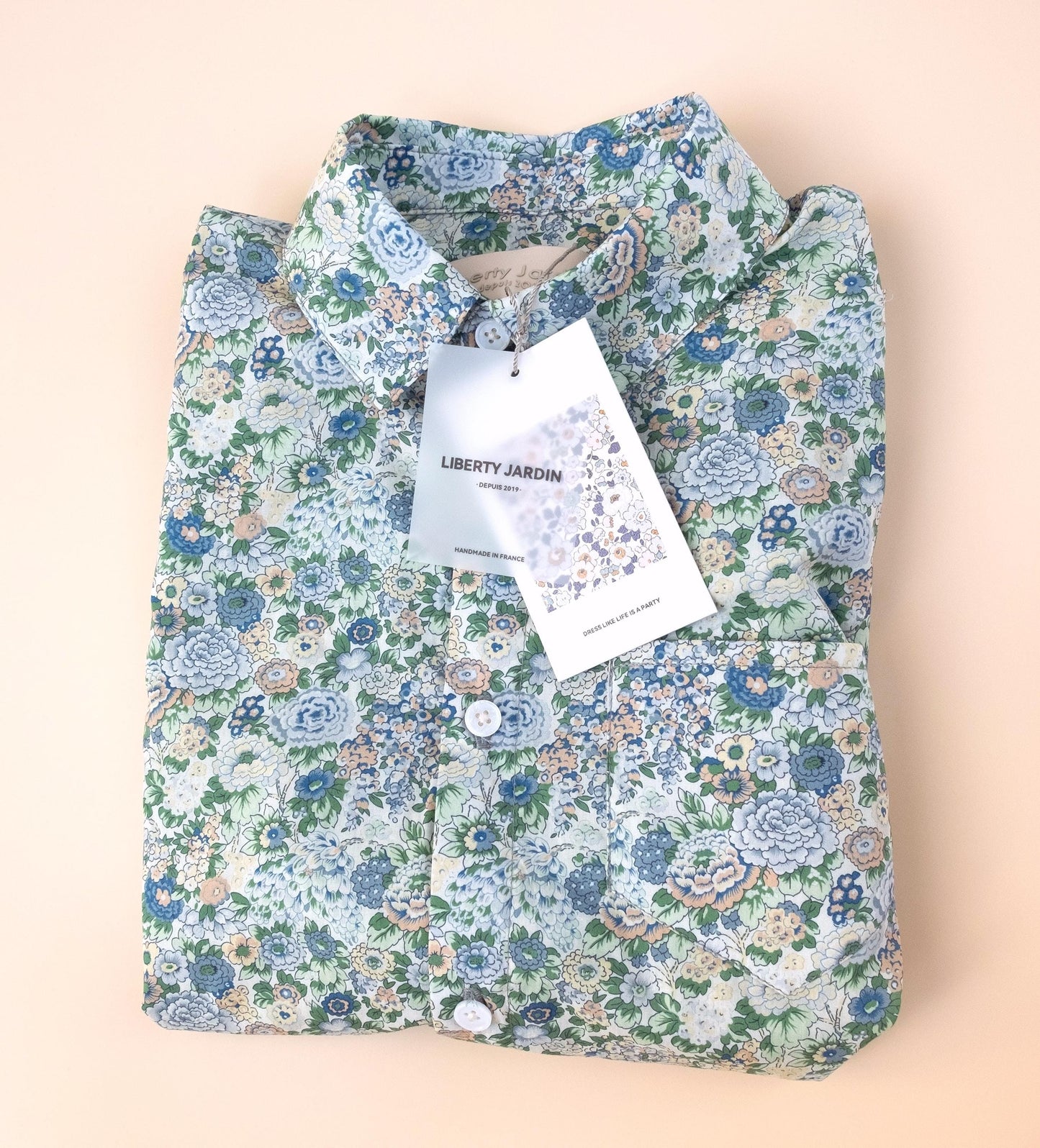 Liberty London Long-sleeved Button-up Chemise, Floral Print Cotton Shirt, Handmade Sustainable Clothing, Tailoring Top