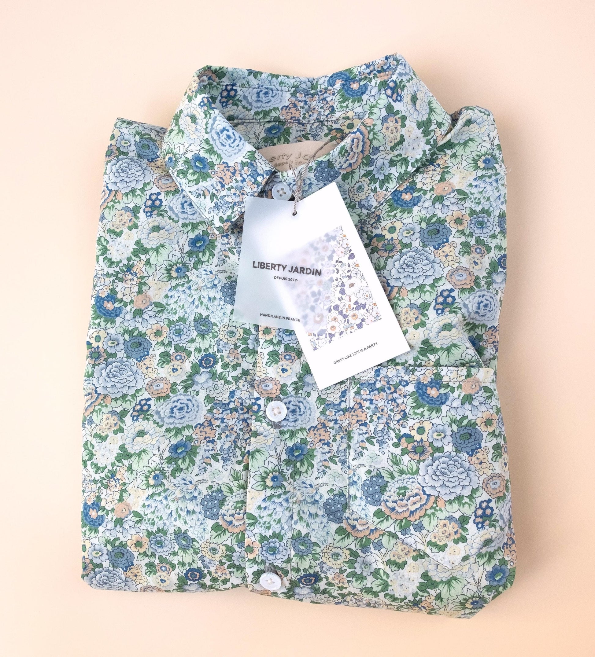 Liberty London Long-sleeved Button-up Chemise, Floral Print Cotton Shirt, Handmade Sustainable Clothing, Tailoring Top