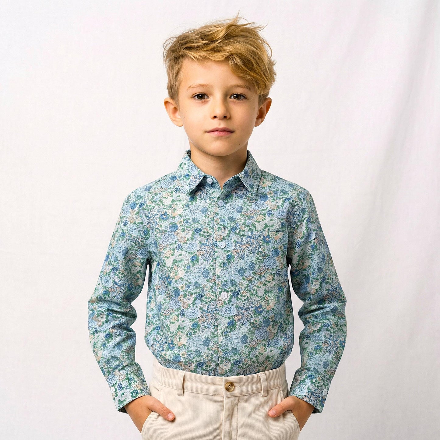 Liberty London Long-sleeved Button-up Chemise, Floral Print Cotton Shirt, Handmade Sustainable Clothing, Tailoring Top