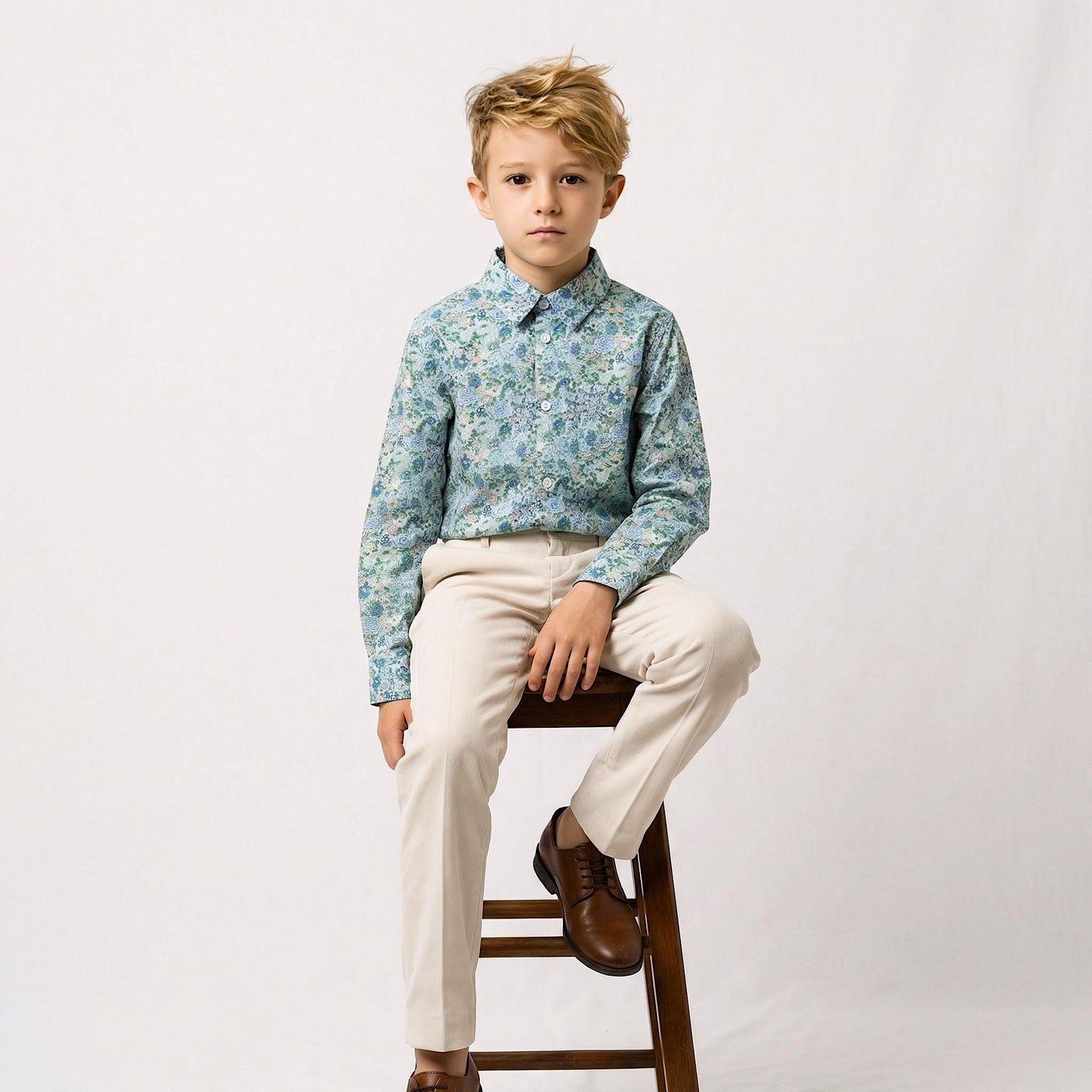 Liberty London Long-sleeved Button-up Chemise, Floral Print Cotton Shirt, Handmade Sustainable Clothing, Tailoring Top