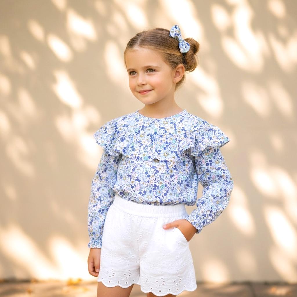 Liberty of London Floral Blouse: Ruffle Puffy Sleeves, Summer Baby Top