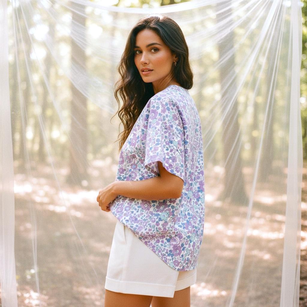 Liberty Ruffle Collar Blouse: Ditsy Cotton Tana Lawn, Long Sleeve Top