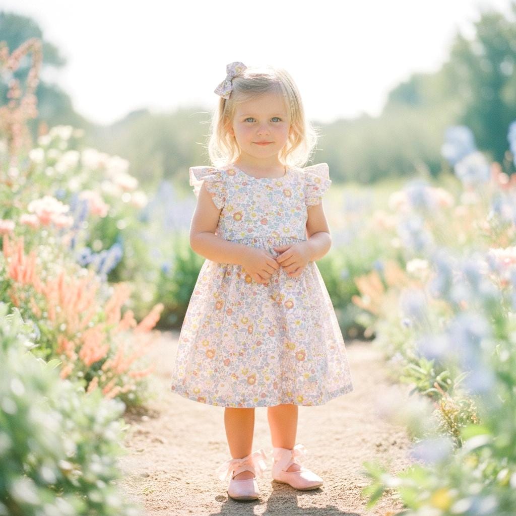 Liberty London Pastel Ruffle Sleeveless Sun Dress, Handmade Floral Print Cotton Tana Lawn Clothing