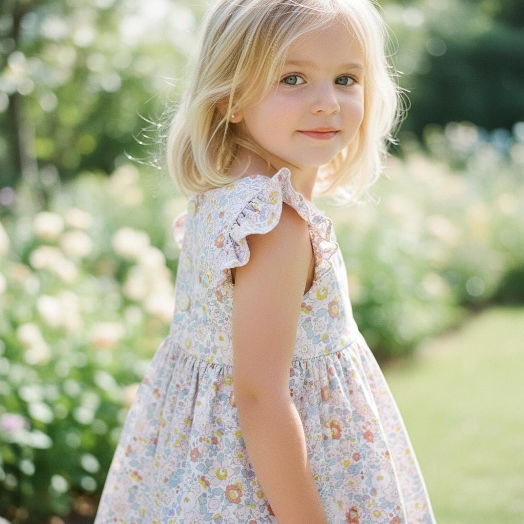 Liberty London Pastel Ruffle Sleeveless Sun Dress, Handmade Floral Print Cotton Tana Lawn Clothing