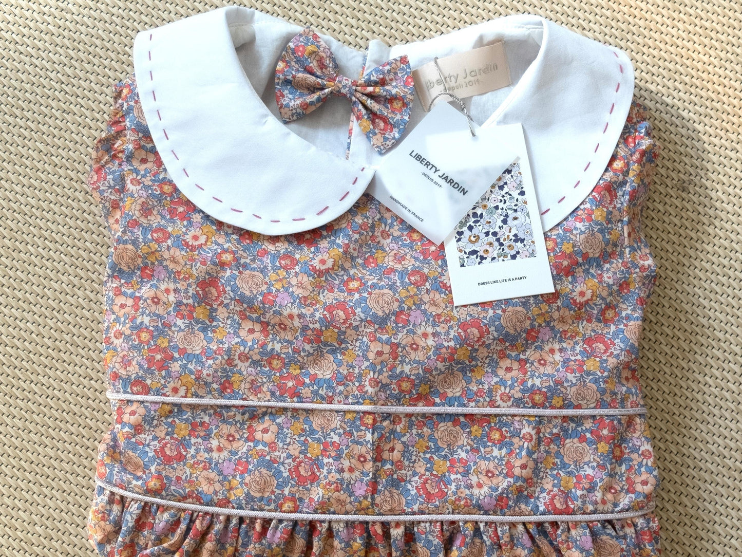 Liberty London Peter-Pan Collared Heirloom Dress, Wedding Flower Girl Gown, Slow-fashioned Sustainable Handmade Clothing