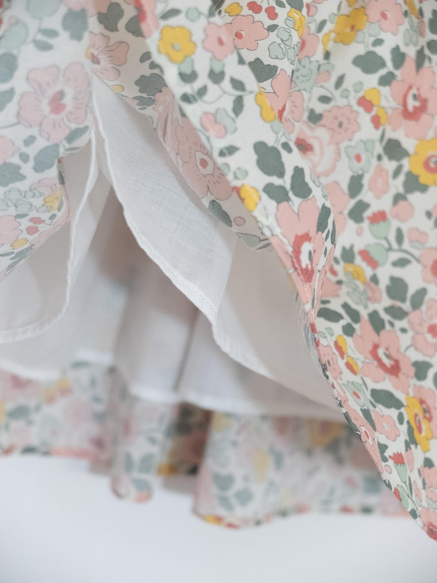 Pierrot Collar Liberty Print Long Sleeve Girl Dress: Ruffle Collar, Pretty Ditsy Flower