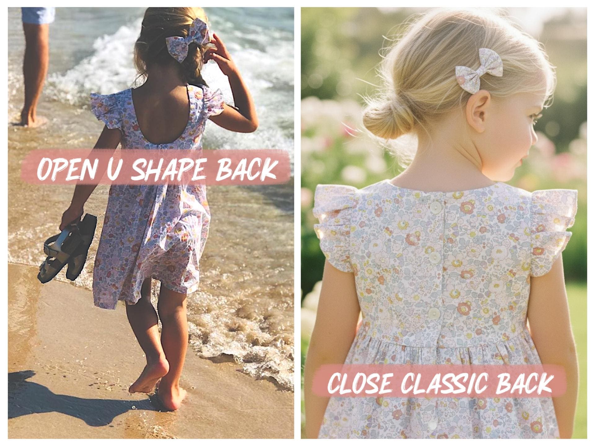 Liberty London Pastel Blue Pink Floral Print Sun Dress, Sleeveless Ruffle Flutter Handmade Dress