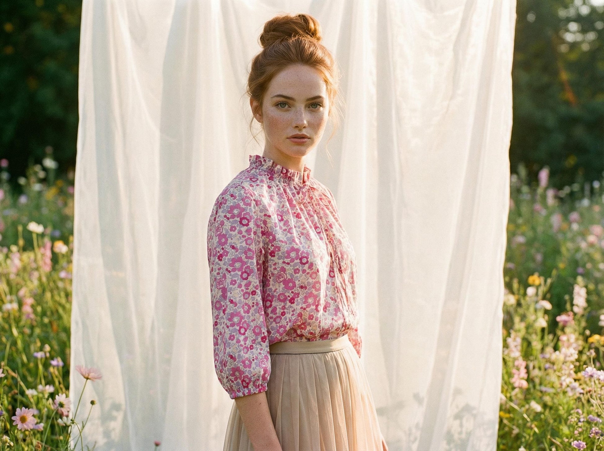 Liberty London Woman Blouse Button Up Half Sleeve