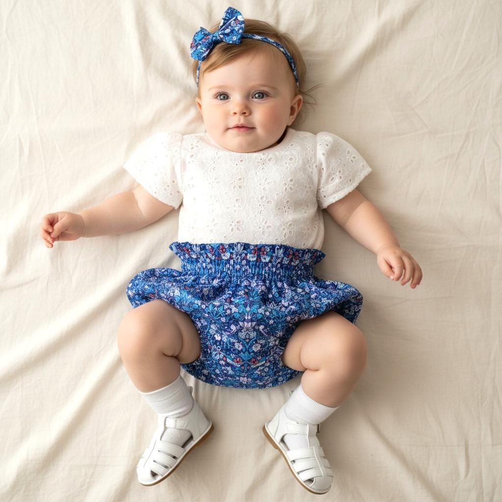 Liberty London Strawberry Thief Bloomer, Ruffle Waist Cotton Nappy Cover