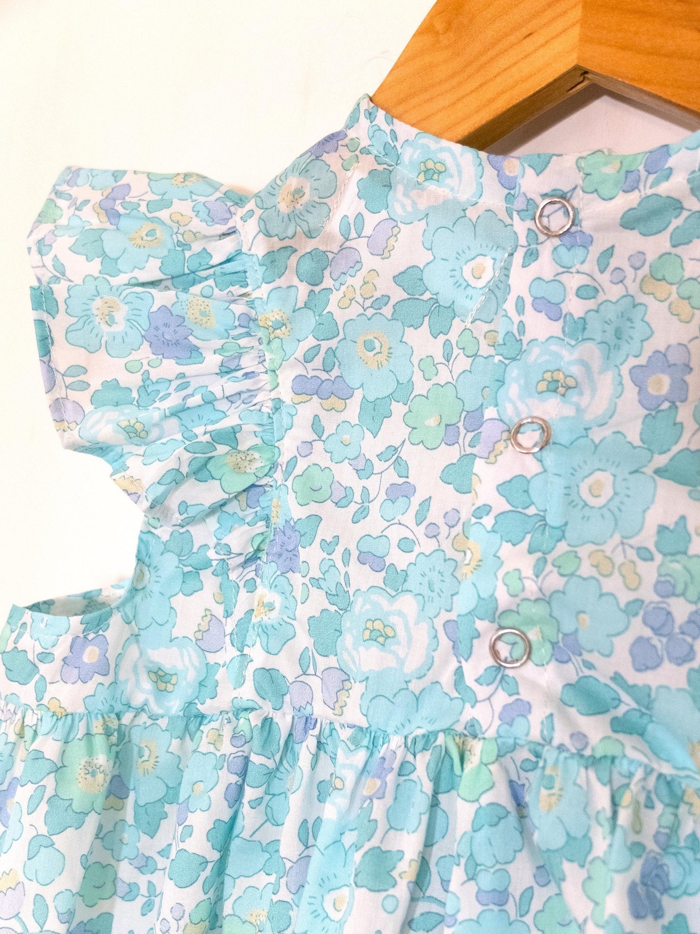 Liberty London Floral-Print Handmade Sleeveless Bubble Romper, Ditsy Botanical Handmade Clothing, Sustainable Slow-fashioned Children-wear