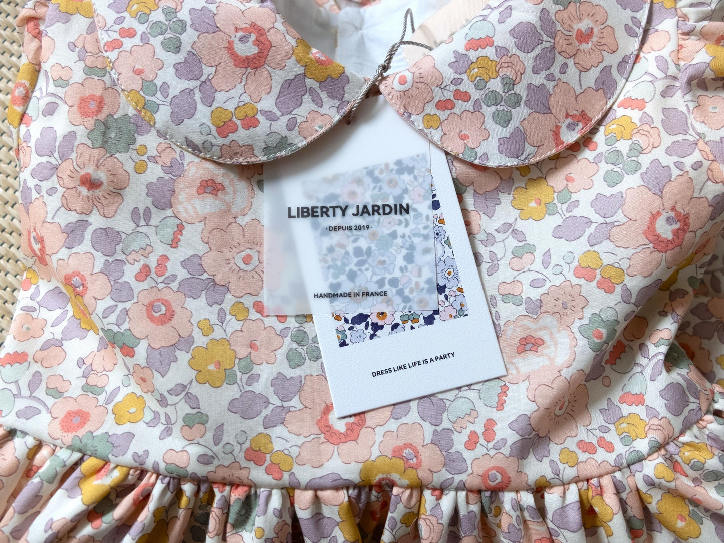 Liberty London Wedding Flower Girl Dress, Peter-Pan Collared Short-Sleeved Handmade Heirloom Gown, Sustainable Clothing