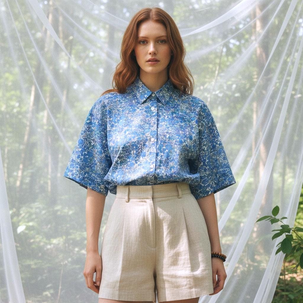 Liberty London Tana Lawn Cotton Blouse, Blue Floral Drop Shoulder Shirt