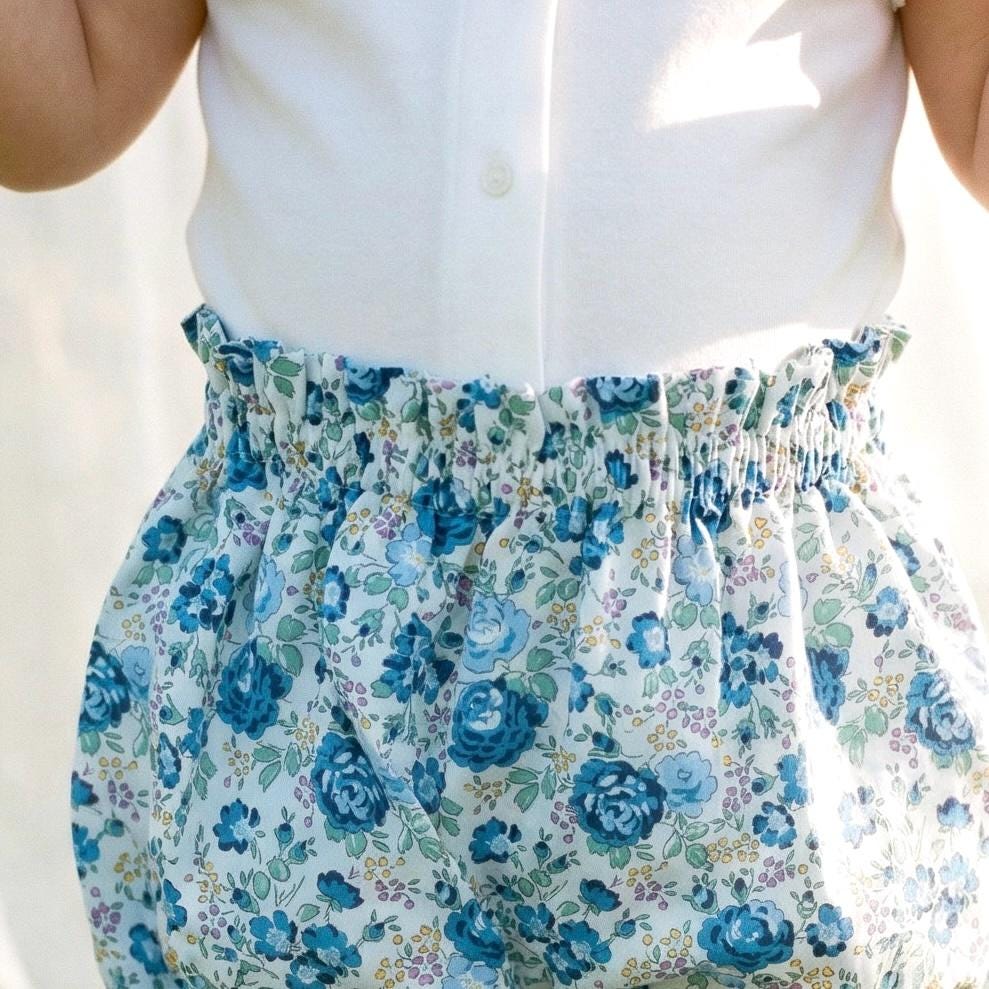 Liberty London Handmade Bloomer, Floral-print Nappy Cover, Sustainable Eco-friendly Children-wear, Personalised Tailoring Cotton Clothing