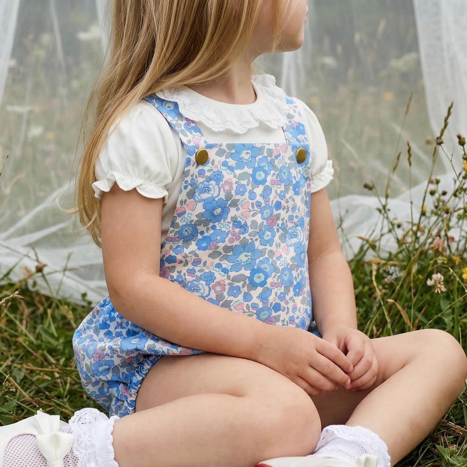 Liberty London Baby Bubble Romper: English Cotton Bloomer