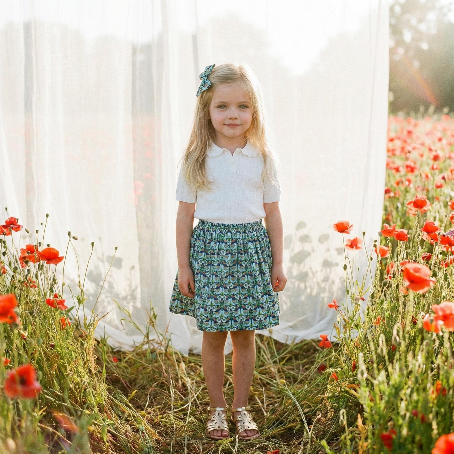 Liberty London Floral-Print Knee-length Skirt, Handmade Ditsy Botanical Children-wear, Personalised Cotton Clothing, Lightweight Outfits