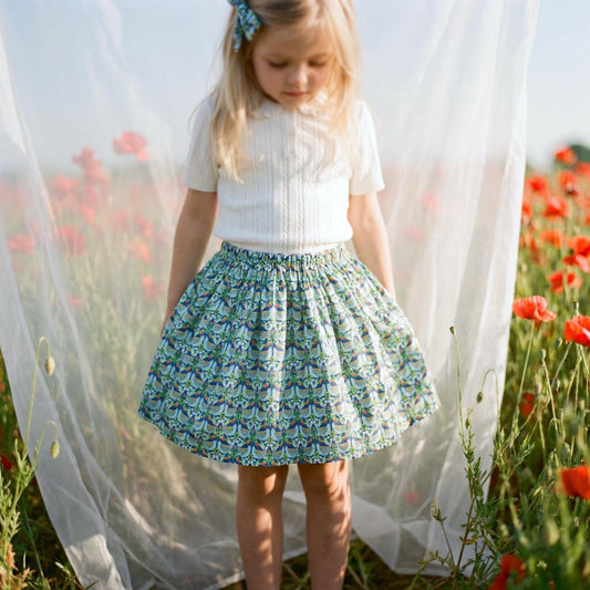 Liberty London Floral-Print Knee-length Skirt, Handmade Ditsy Botanical Children-wear, Personalised Cotton Clothing, Lightweight Outfits