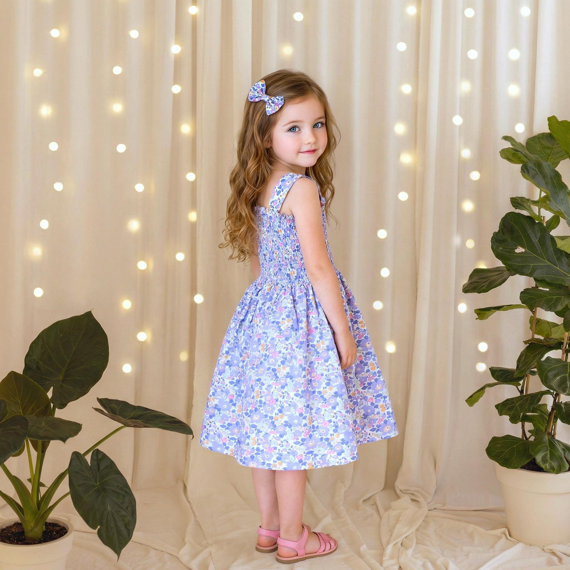 Ruffle Collar Liberty Print Dress Long Sleeve Winter Floral Print