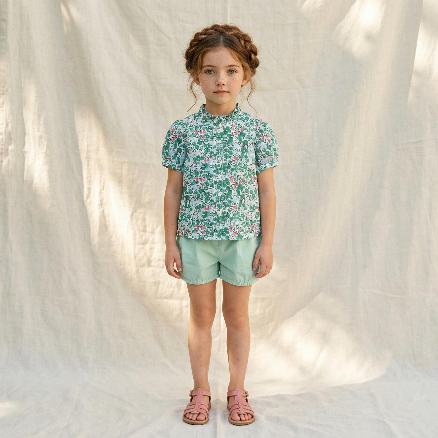 Liberty Tana Lawn Ruffle Collar Top, Ditsy Floral Print Blouse, Cotton Handmade Clothing