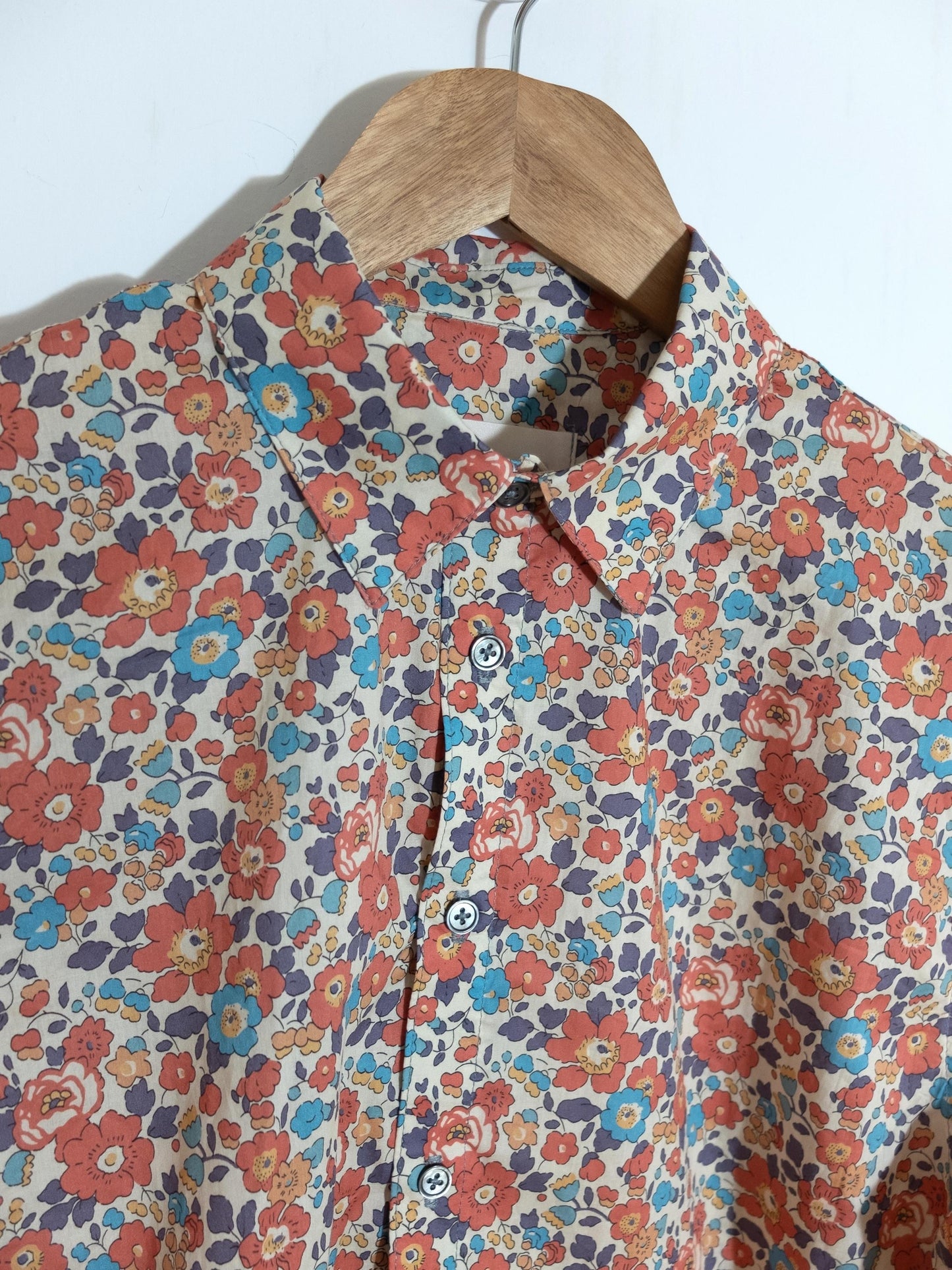Liberty London Floral print Cotton Shirt, Men's Botanical Print Long Sleeve Button Up Chemise