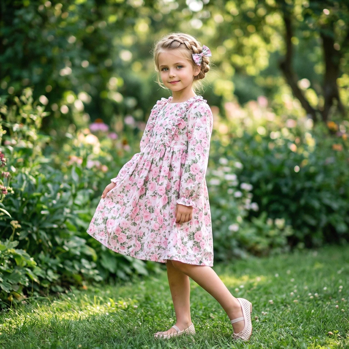 Liberty London Wedding Flower Girl Dress, Handmade Heirloom Children Clothing, Sustainable Tailoring Floral-Print Outfits