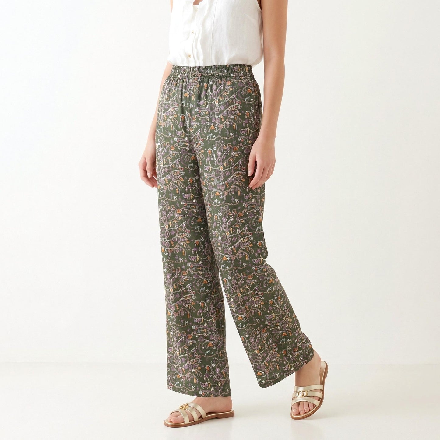 Liberty London Palazzo Pants: Floral Print Wide Leg Trousers