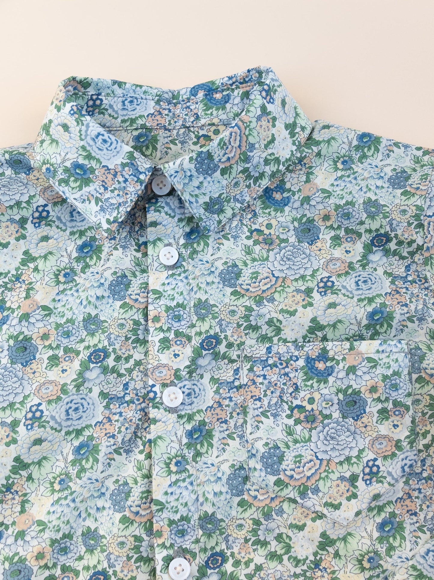 Liberty London Long-sleeved Button-up Chemise, Floral Print Cotton Shirt, Handmade Sustainable Clothing, Tailoring Top