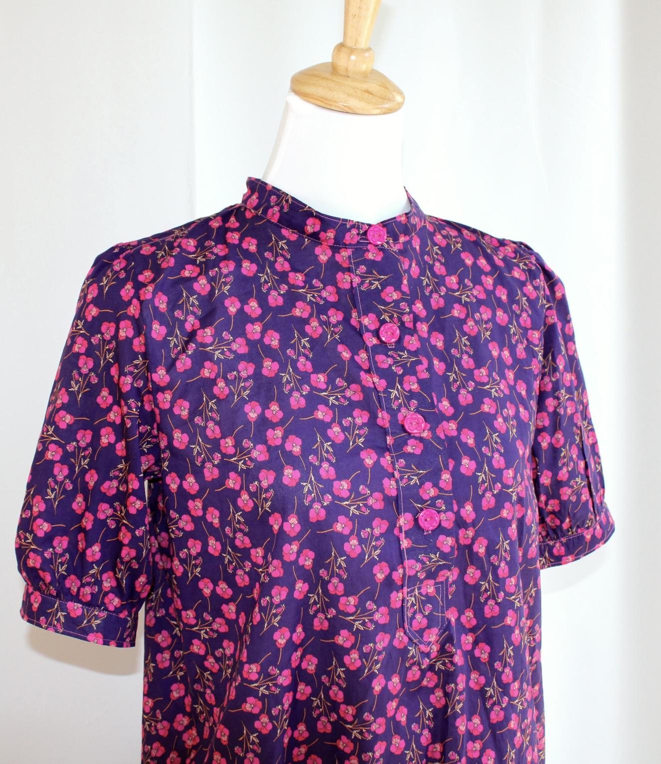 Liberty Mandarin Collar Shift Dress Short Sleeve