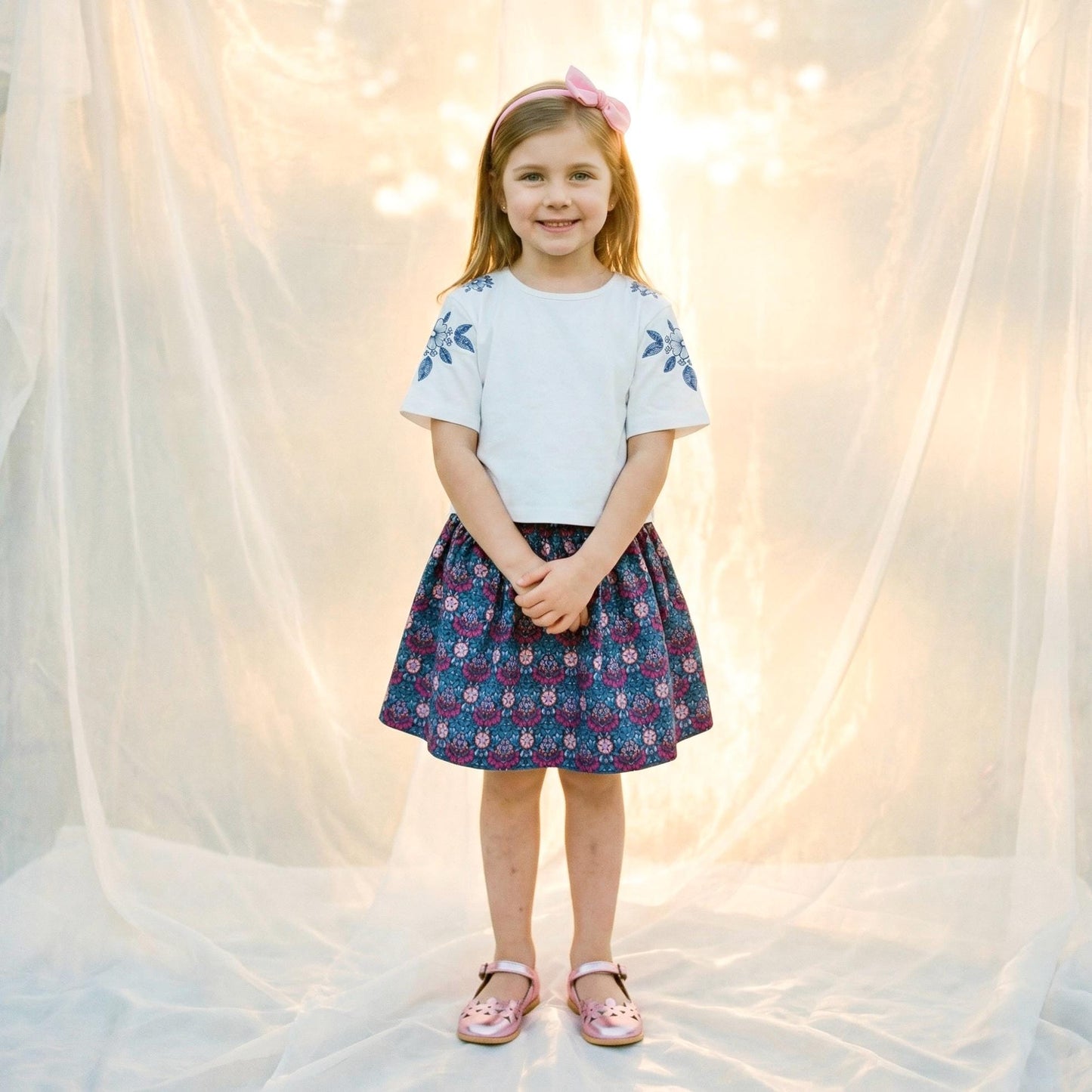 Liberty London Handmade Floral-Print Skirt, Botanical Sustainable Children Clothing, Eco-friendly Cotton Lawn Knee-length Skirt