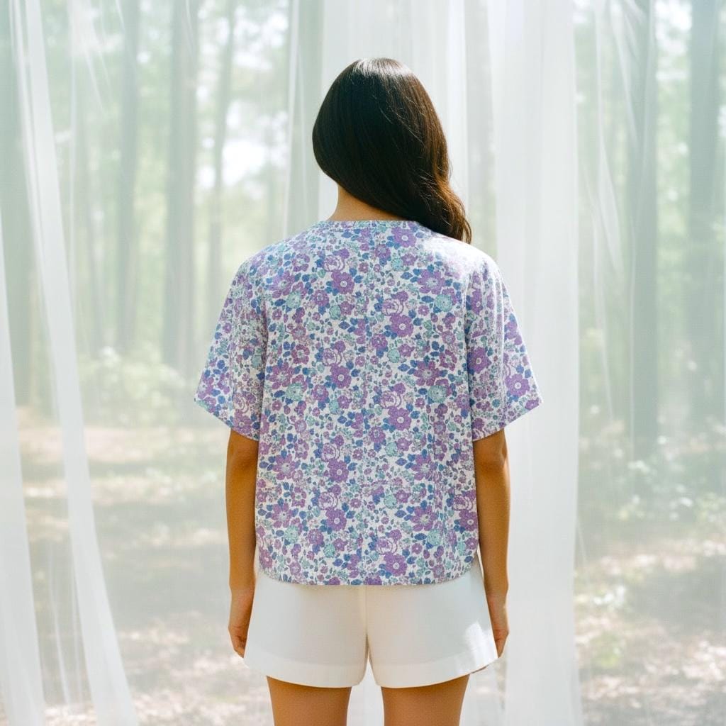 Liberty Ruffle Collar Blouse: Ditsy Cotton Tana Lawn, Long Sleeve Top