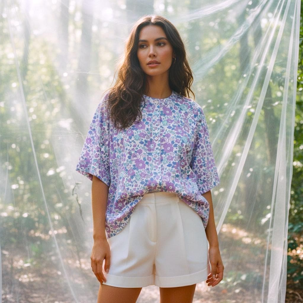 Liberty Ruffle Collar Blouse: Ditsy Cotton Tana Lawn, Long Sleeve Top