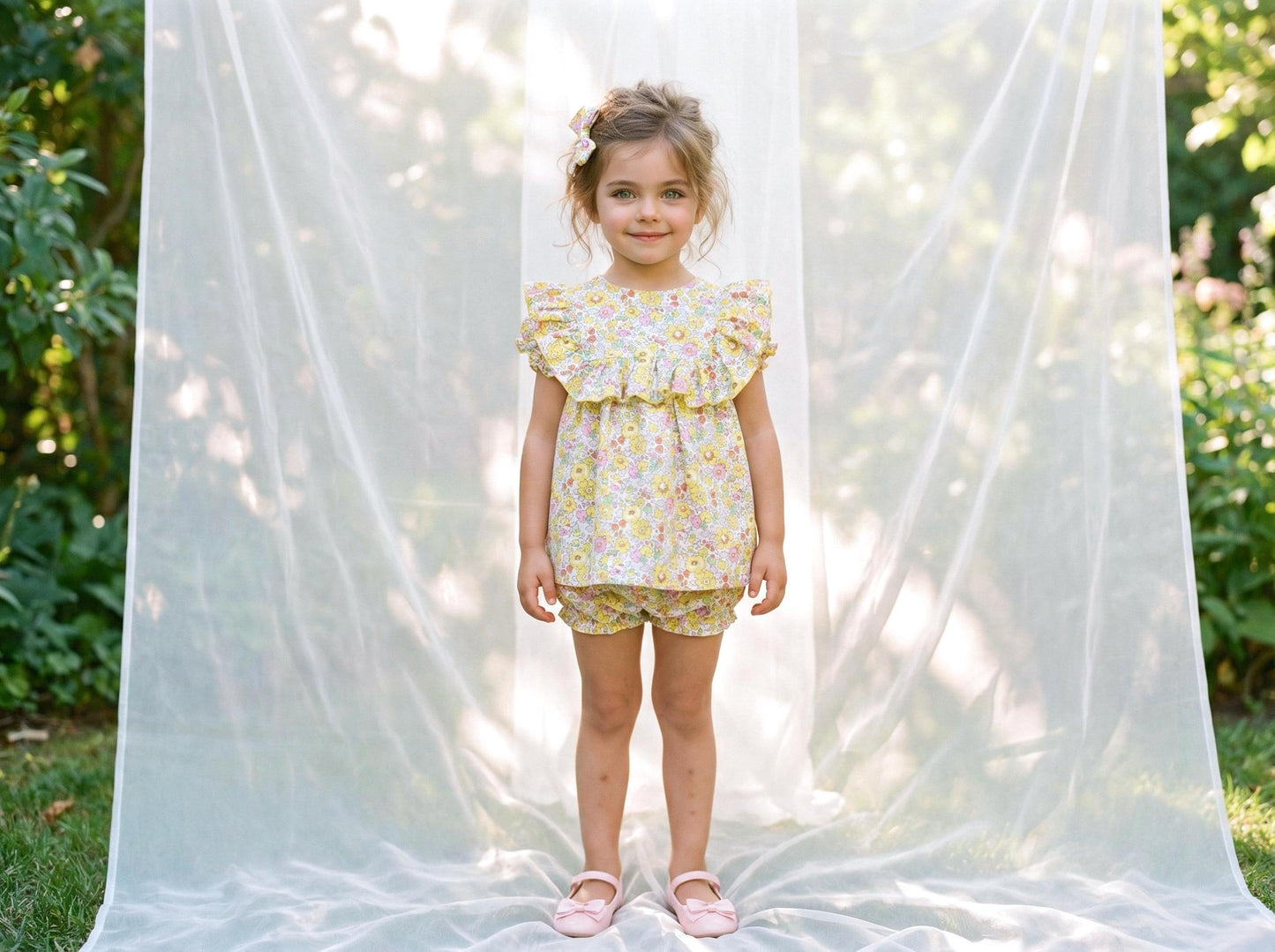 Liberty Print Baby Romper: Long Sleeves, Bubble Floral Cotton