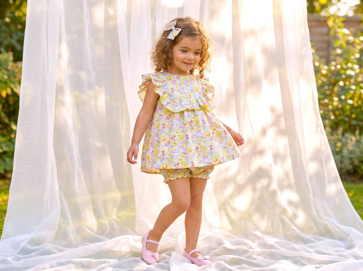 Liberty Print Baby Romper: Long Sleeves, Bubble Floral Cotton