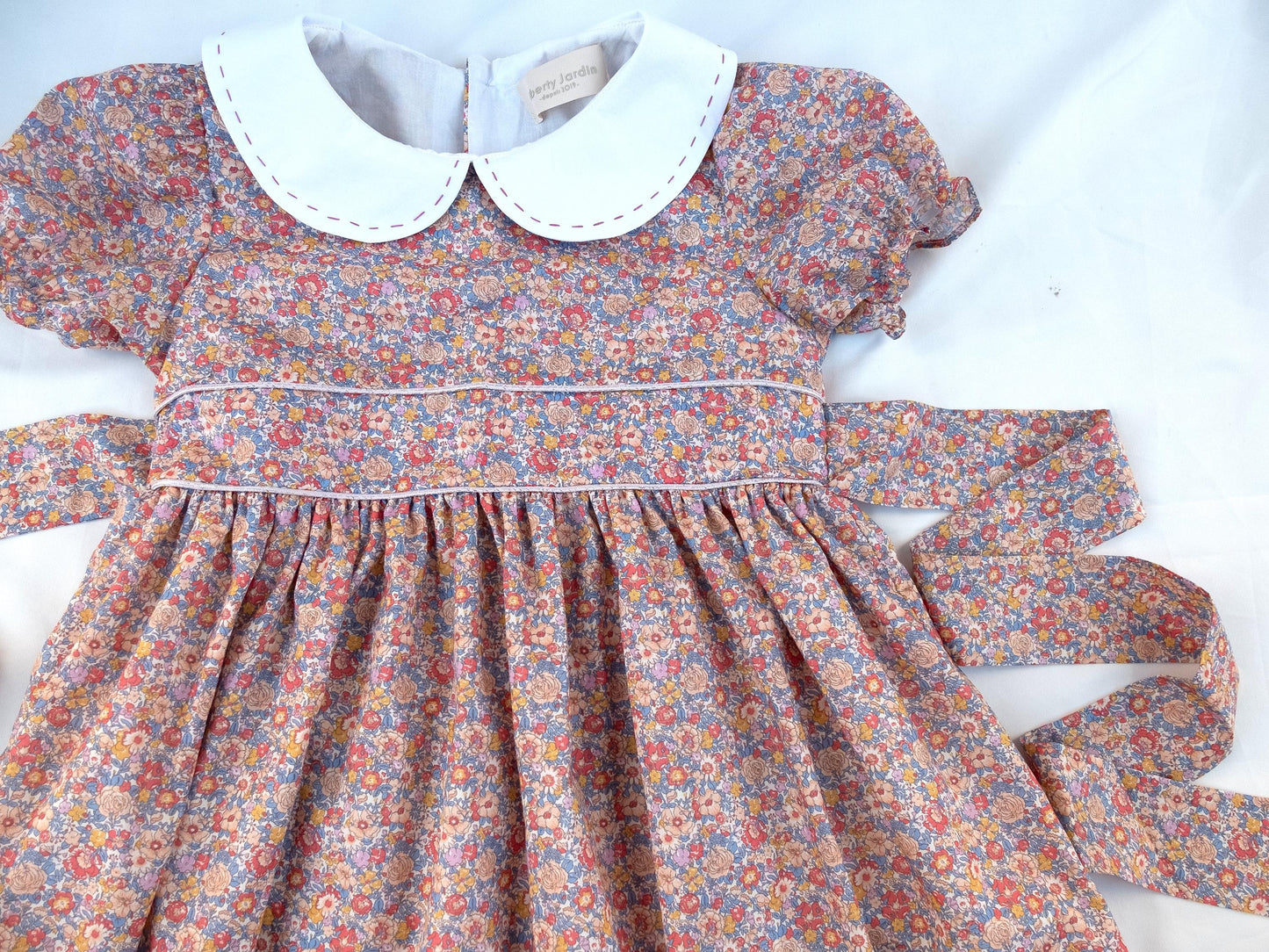 Liberty London Peter-Pan Collared Heirloom Dress, Wedding Flower Girl Gown, Slow-fashioned Sustainable Handmade Clothing