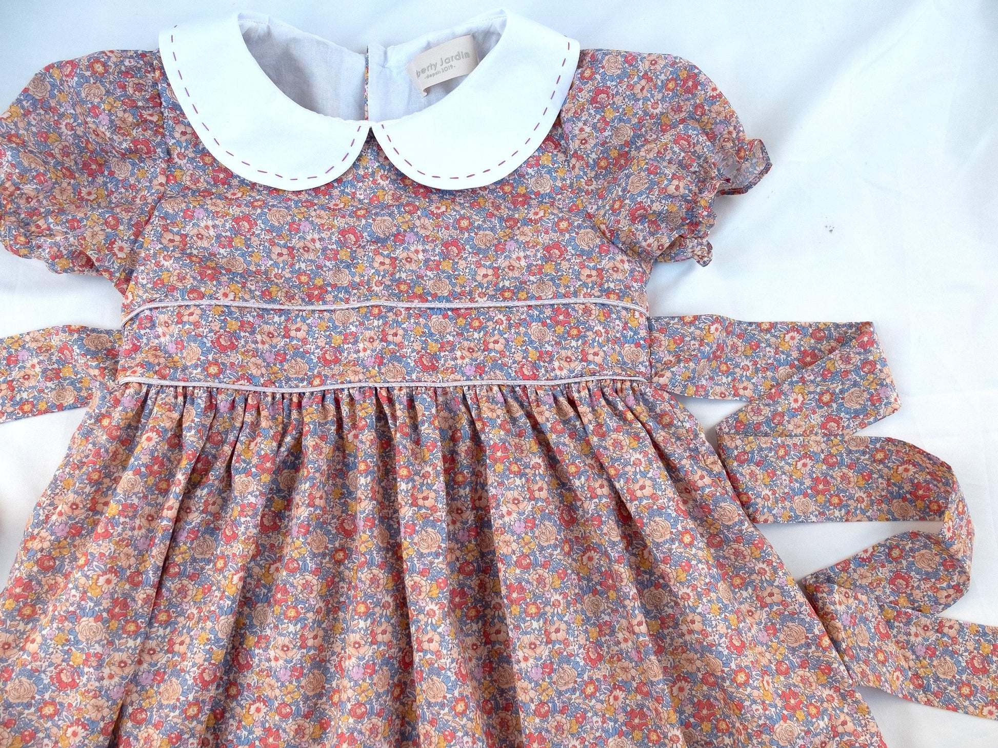 Liberty London Peter-Pan Collared Heirloom Dress, Wedding Flower Girl Gown, Slow-fashioned Sustainable Handmade Clothing