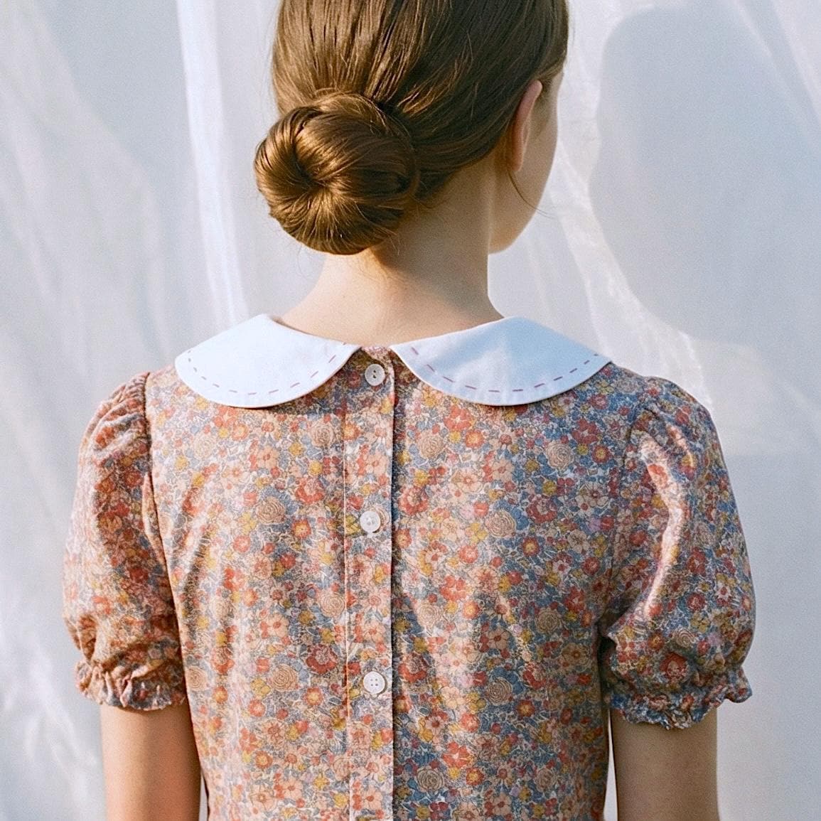 Liberty London Peter-Pan Collared Heirloom Dress, Wedding Flower Girl Gown, Slow-fashioned Sustainable Handmade Clothing