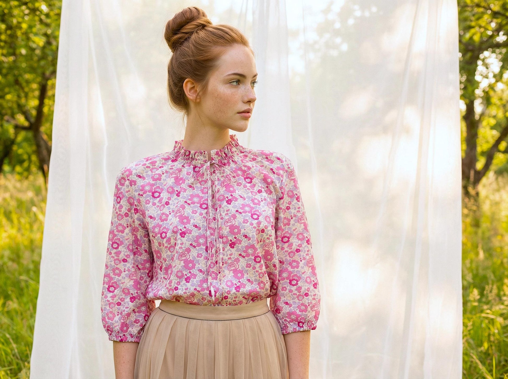 Liberty London Woman Blouse Button Up Half Sleeve