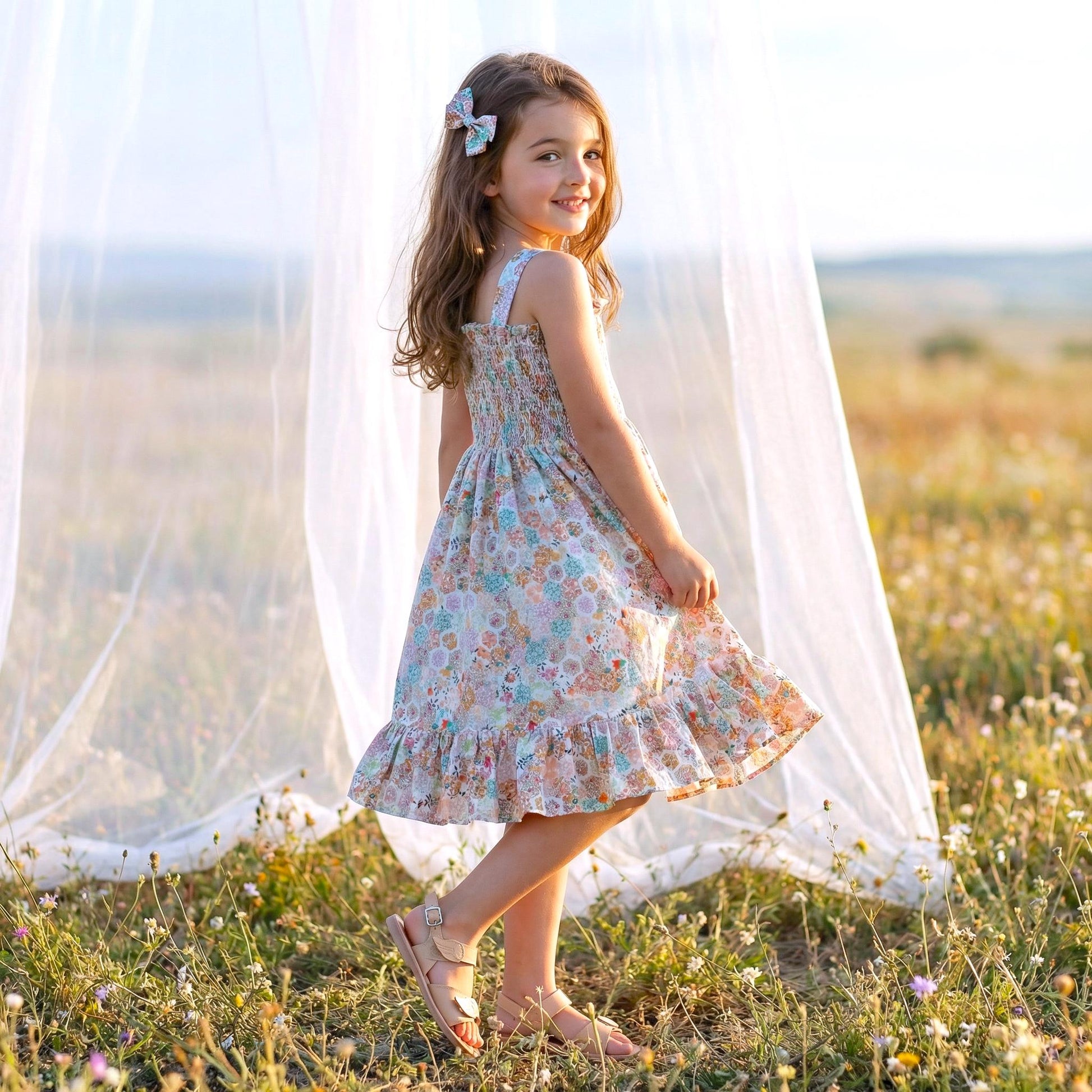 Liberty London Smock Shirred Sundress, Personalised Handmade Children Clothing, Sustainable Tailoring Outfits, Cotton Ethical-wear